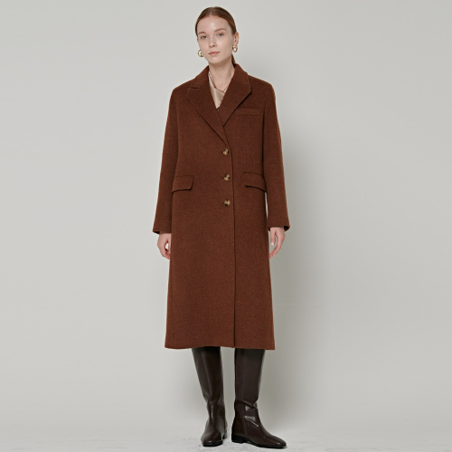 [50%] HALF_DOUBLE TAILORED WOOL LONG COAT [BR]